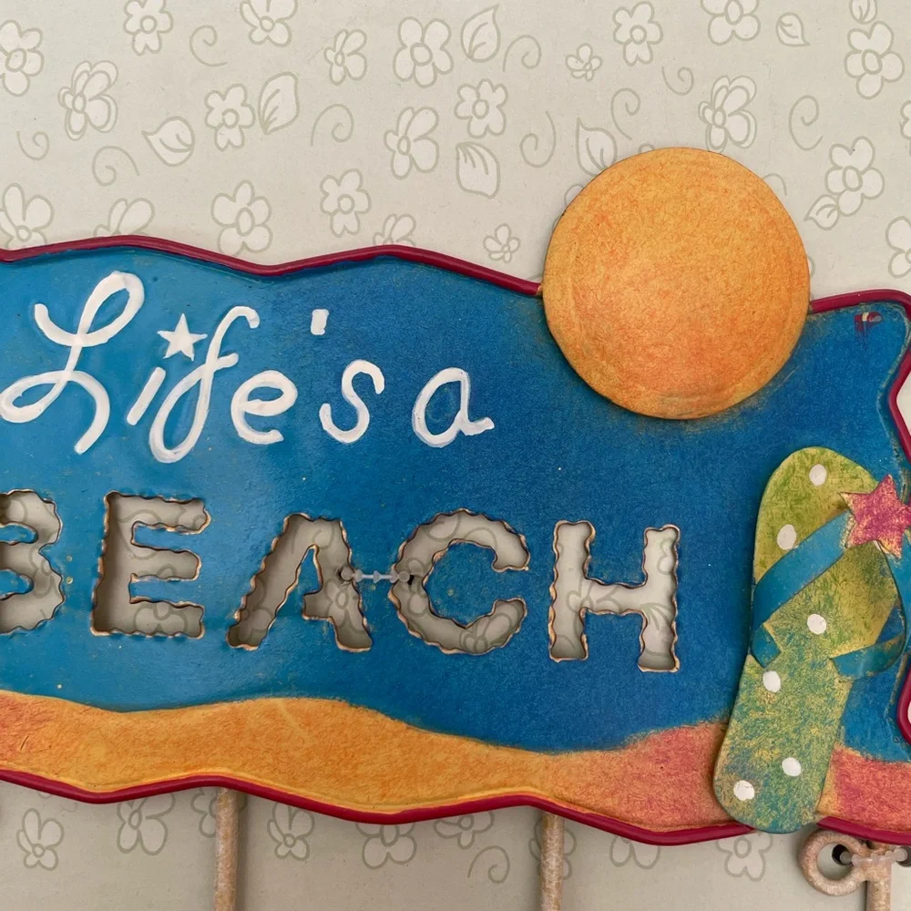 Wall Hook for keys. Life’s A Beach key hooks for Entryway, kitchen, hallway etc.